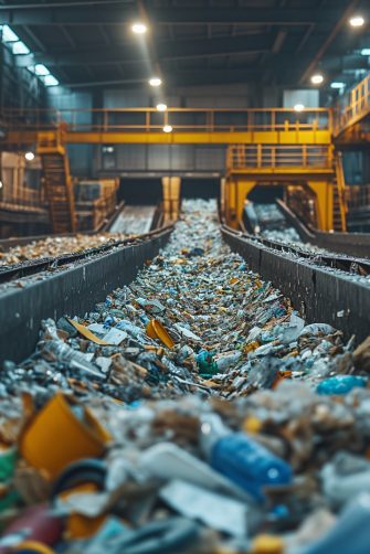 Recycling Plant. Encouraging product stewardship. Process of sorting and recycling materials