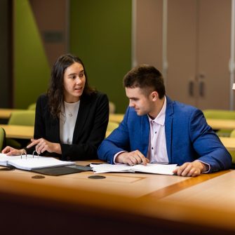 Law students in the moot court