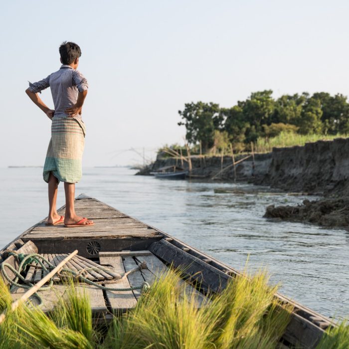 Sirajganj, community affected by river erosion. Many people were displaced several times due to the river erosion.