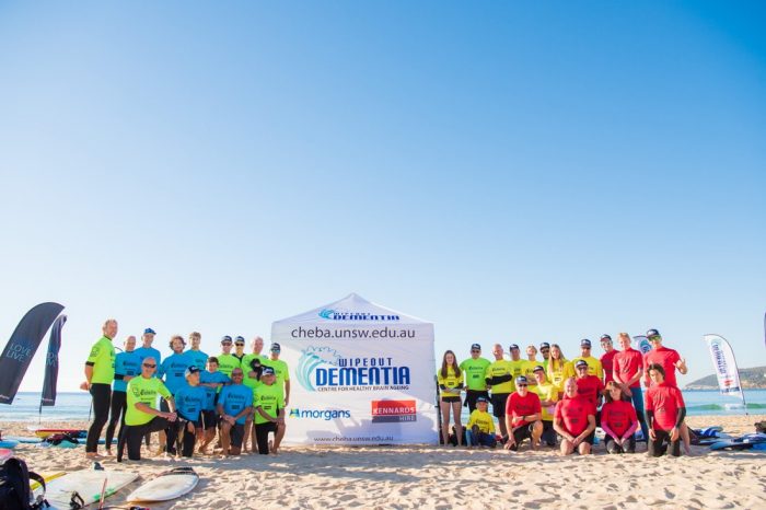 A group of Sydney surfers aged between 10 and 70 years of age competed in the first ever inter-generational ‘Wipeout Dementia’ at Queenscliff beach on Saturday 25 May 2019 to raise funds for research at the Centre for Healthy Brain Ageing (CHeBA).