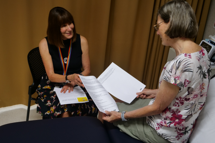 Examiner checking scenario with volunteer