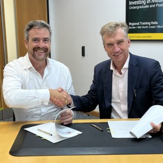 Attila Brungs with MNCLHD Chief Executive Stewart Dowrick  