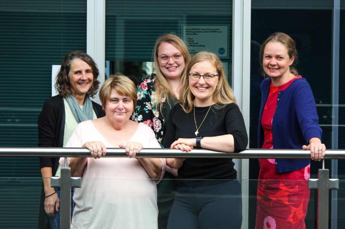 Photo of GeneEQUAL team members: Jackie Boyle, Julie Lobzlink, Skye Sarfaraz, Professor Iva Strnadova, Dr Emma Palmer