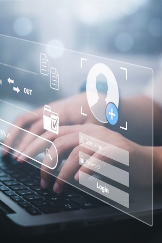 Cyber security and Security password login online concept  Hands typing and entering username and password of social media, log in with smartphone to an online bank account, data protection hacker