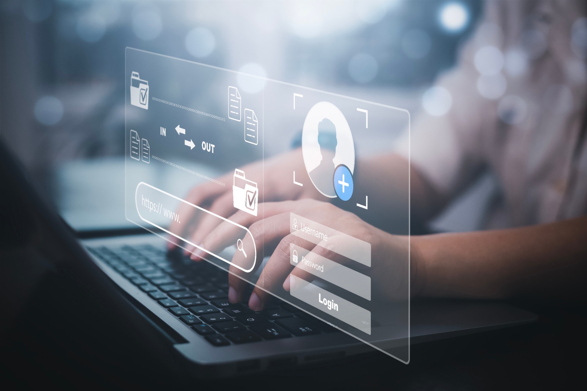 Cyber security and Security password login online concept  Hands typing and entering username and password of social media, log in with smartphone to an online bank account, data protection hacker