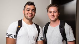 Photograph of incomig studenta socialing at orientation week