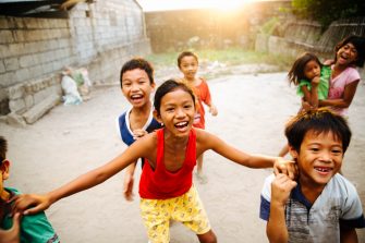 Group of children having fun