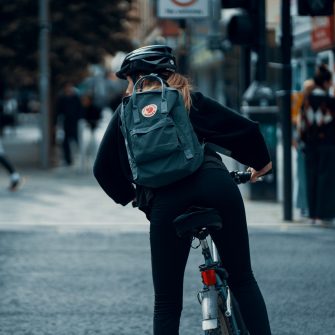 Cyclist on city street