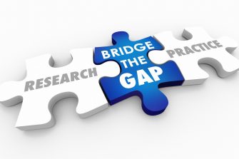 Research and Practice Bridge the Gap Puzzle Pieces Words 3d Illustration