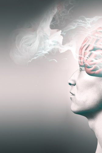 Illustration of a person with brain fog concept of long COVID