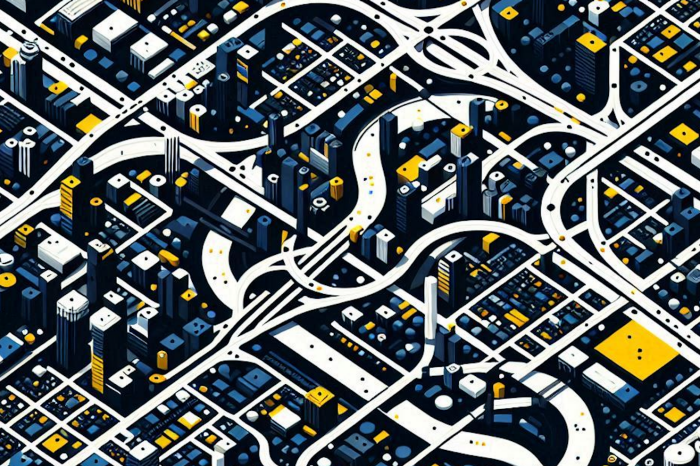 Illustration of digital city infrastructure created by MapAI