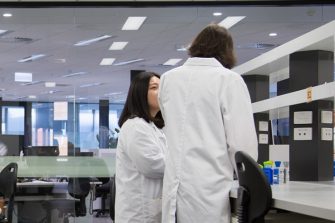 Students in science labs