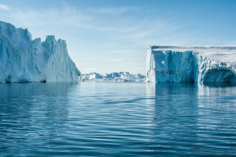 Icebergs floating in the ocean