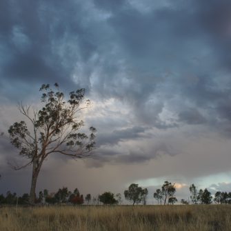 Rain clouds over countryside