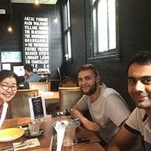 Eating in restaurant.