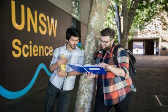 Students socialising outside of the UNSW Science building