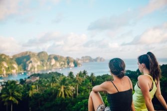 Two women looking out to sea