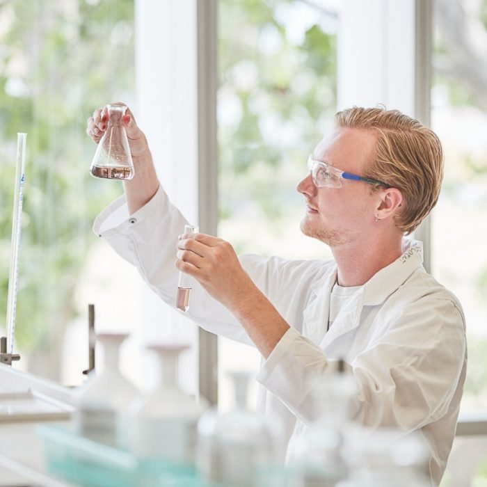 A student in a science lab