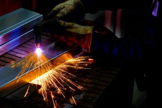 Plasma cutter in a factory