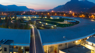 campus and mountains at night