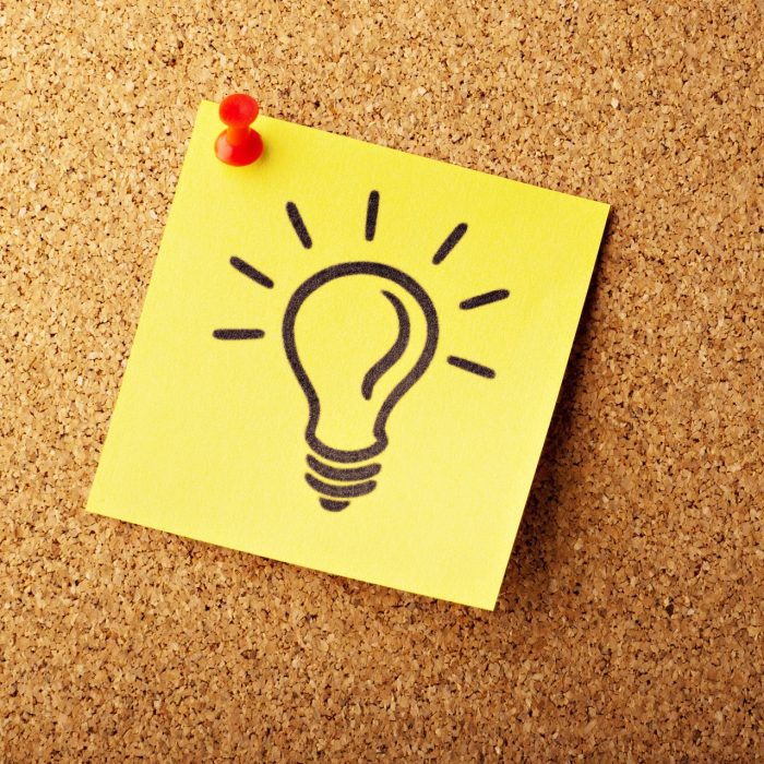 Lightbulb post it on cork board
