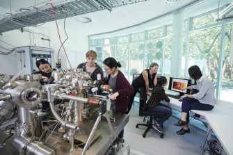 Women in quantum computing in lab