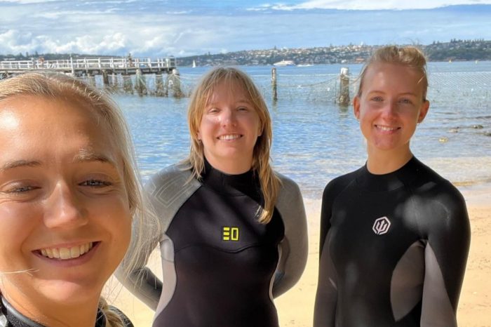 Habitat modules being deployed by PhD students on Chowder Bay 
