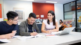 Students studying with books in the Library Support Unit (LSU)
