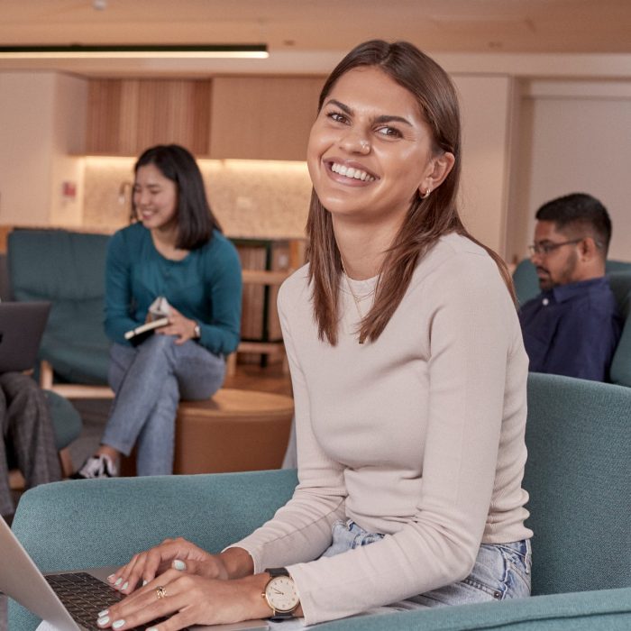 Students relaxing and studying in the common lounge at UNSW Kensington accommodation.