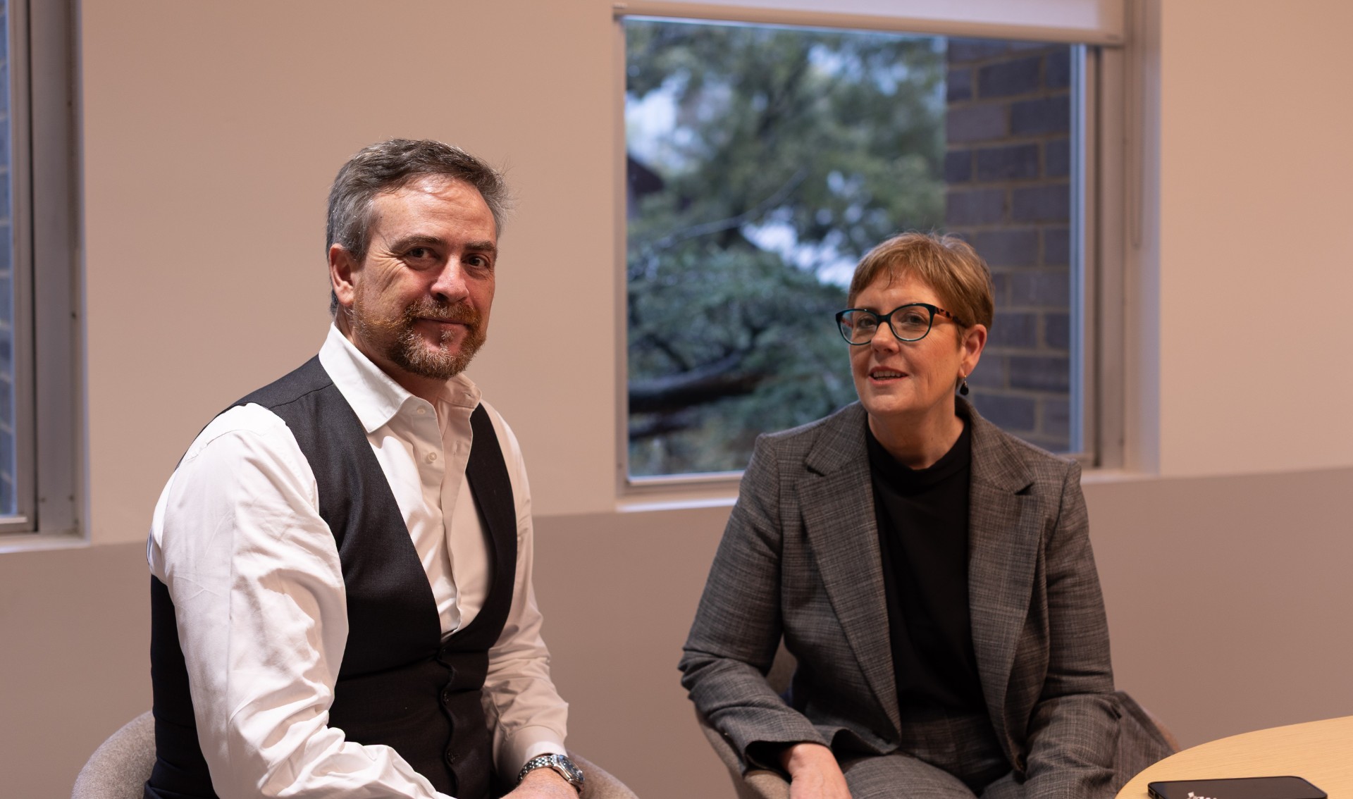 UNSW Vice-Chancellor and President Professor Attila Brungs and AMP CEO Alexis George at UNSW Sydney.