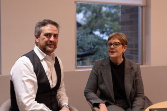 UNSW Vice-Chancellor and President Professor Attila Brungs and AMP CEO Alexis George at UNSW Sydney.