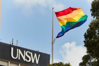 Rainbow flag flys at Kensington campus UNSW.