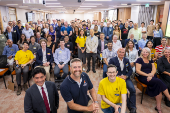 UNSW Vice-Chancellor and President Professor Attila Brungs (front, centre) and UNSW Director of Entrepreneurship David Burt (right) with participants at the UNSW Founders Global Launchpads Summit.