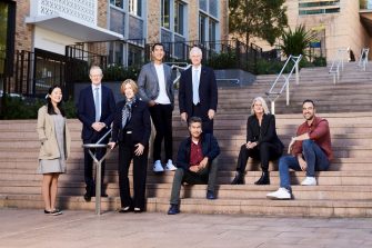 UNSW 2021 Alumni Award winners: Jessie Tu, Philip Lowe, Alison Creagh, Will On, Nicholas Talley, Khadim Ali, Cassandra Goldie and Rob Hango-Zada. 