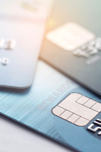 Credit card close up shot with selective focus for background