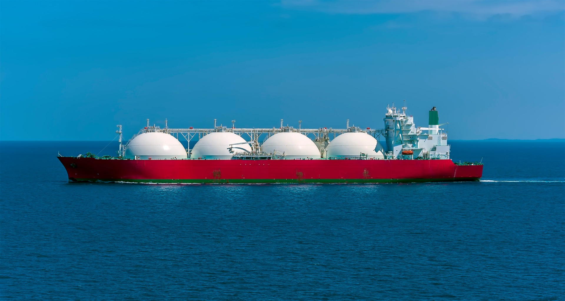 A Liquid Natural Gas tanker ship in Asia in sumertime