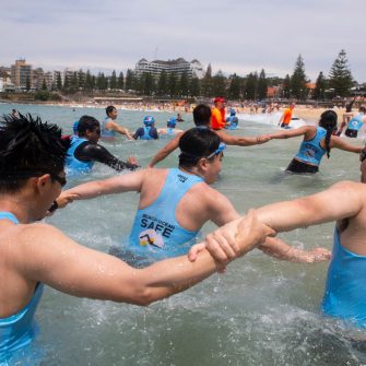 International students doing the Beach Ocean Safe Program at Coogee Beach