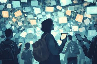 The spread of misinformation on social media, examining the role of social media in the dissemination of false information and its consequences on society. Echoes. Illustration