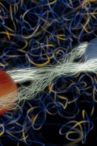 3d render of entangled particles