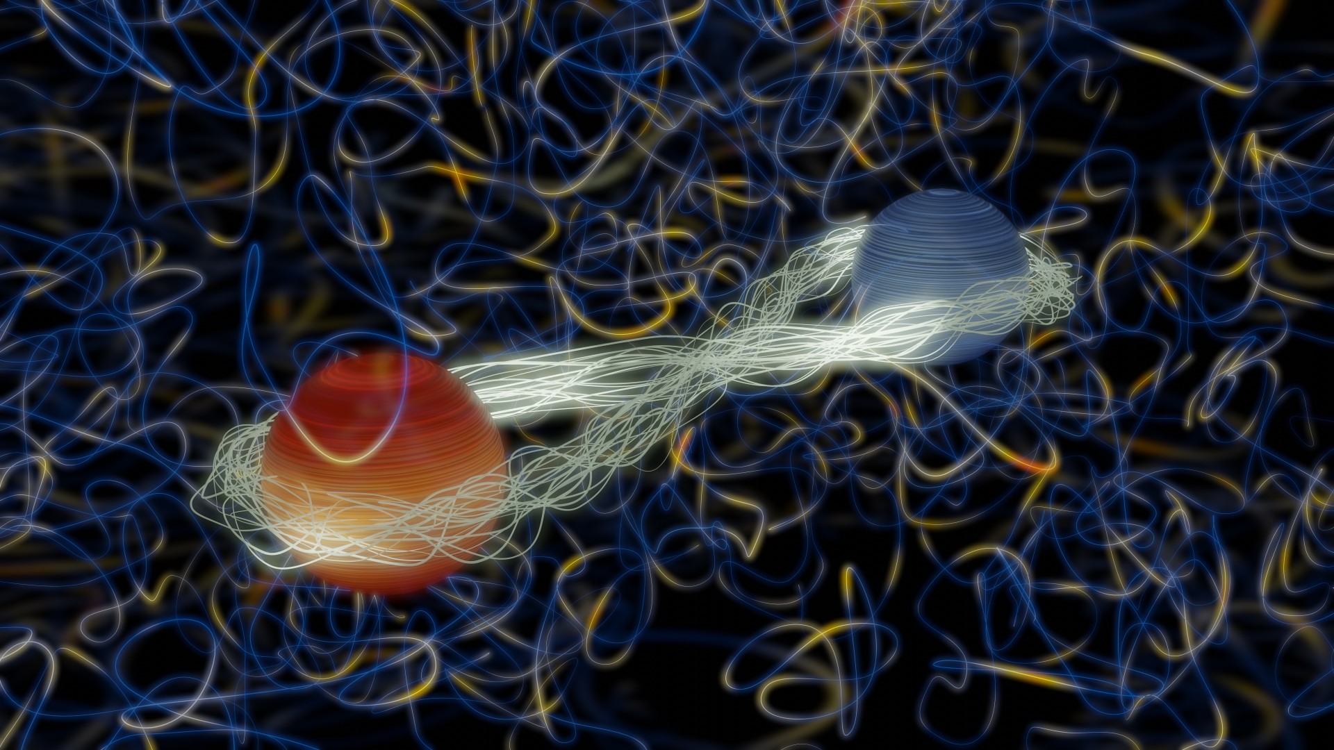 3d render of entangled particles