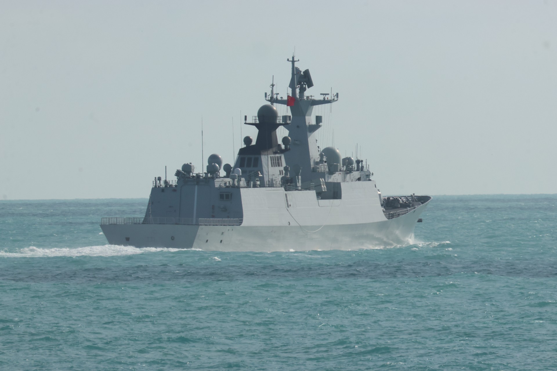 People s Liberation Army-Navy Jiangkai-class frigate Hengyang underway on the ocean. 