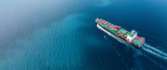 Aerial view container cargo ship sea freight shipping, Global business industry import export logistic transportation international by container cargo ship, Container cargo ship commercial industry freight shipping.