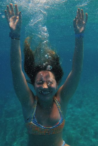 woman in bikini underwater
