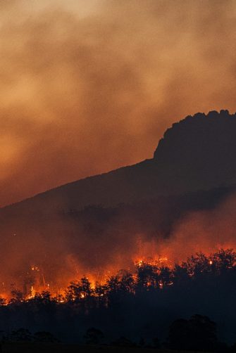 Bushfire across a mountainside