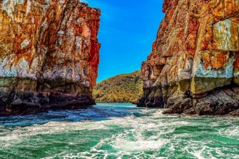 Scenic view of the Horizontal Falls in the islands of the Kimberley Region of Western Australia