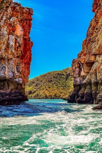 Scenic view of the Horizontal Falls in the islands of the Kimberley Region of Western Australia