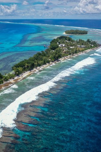 Aerial view of Tuvalu from drone