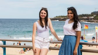 Students socialising at Coogee beach