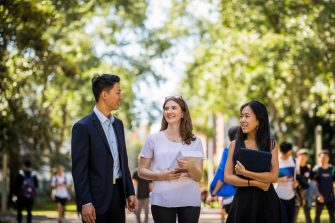 Students walking down the UNSW main walkway