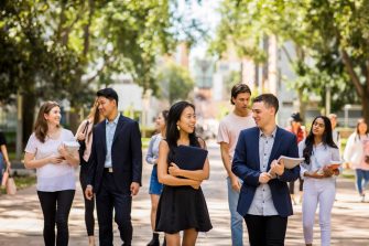Students walking down the UNSW main walkway